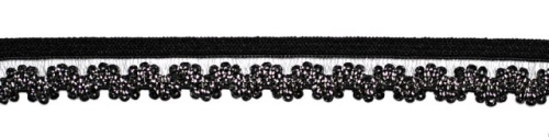  5448 черный/серебро резинка бельевая 13мм (намотка 144 ярда = 131,7 метра)  ТриКатушки