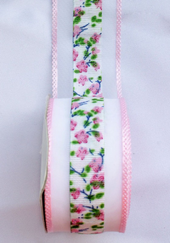  Лента для упаковки "№4 цветочки" 40мм (упаковка 9 метров) белая  ТриКатушки