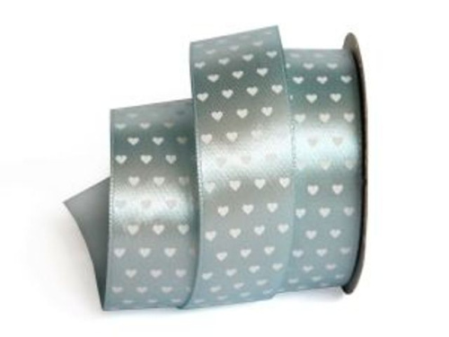  UT003-25-3105-white Лента атласная с рисунком 25мм (рулон 20 ярдов = 18 метров)  ТриКатушки