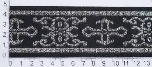  069 черный/золото Тесьма жаккард 50мм (намотка 9,5 метров)  ТриКатушки