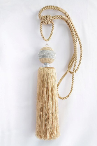  DB-02126-Gold кисть шторная со стразами цв.золото ( высота от основания 36см, со шнуром 80см )  ТриКатушки