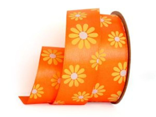  UT013-25-3070-white/014 Лента атласная с рисунком 25мм (рулон 20 ярдов = 18 метров)  ТриКатушки