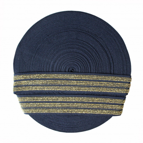  Резинка 17031 EkoflexТканая 35мм Support (25м) цв.темно-синий №26/люрекс  ТриКатушки