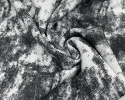  Ткань Футер 3-х нитка петельный c рисунком батик 320гр.кв.м, 80% Хб + 20% ПЭ, пенье, цв. Т.серый  ТриКатушки