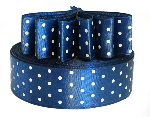  Лента атласная "горох" 25мм (намотка 36 ярдов = 32,9 метров) цв. 3164 (белый горох)  ТриКатушки