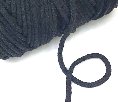  Шнур хлопчатобумажный круглый с наполнителем 6 мм (уп.100м) цв. 111 черный  ТриКатушки