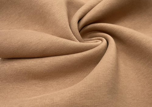  Ткань Футер 3-х нитка г/к с начесом 260гр.кв.м, 70% Хб+30% ПЭ, пенье, цв. Корица  ТриКатушки