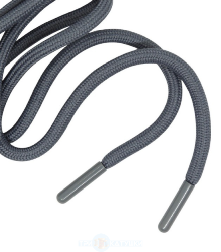  Шнурок круглый 6мм (пласт.наконеч.) 150см (уп.100шт) серый тёмный 312  ТриКатушки