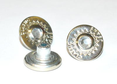  Розн. уп. Пуговицы джинсовые 17мм, 726-G со стразой цв.Никель (20 шт.)  ТриКатушки