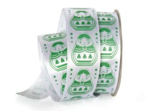  UT005-25-3001-042 Лента атласная с рисунком 25мм (рулон 20 ярдов = 18 метров)  ТриКатушки