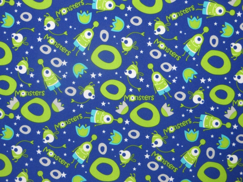  Ткань курточная детская  Дьюспо 240T WR PU цв.Monsters салатовый 14-0452  ТриКатушки