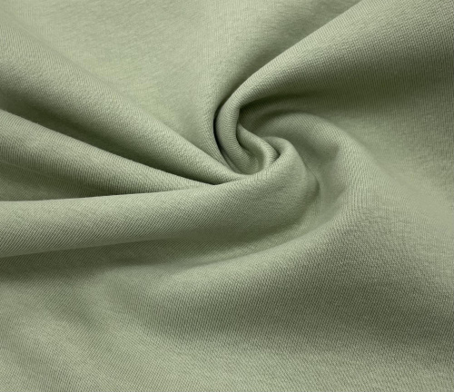  Ткань Футер 3-х нитка г/к с начесом 260гр.кв.м, 70% Хб+30% ПЭ, пенье, цв. Шалфей  ТриКатушки