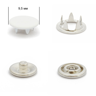  Кнопка рубашечная (закрытая) 9,5 мм цв. белый (эмаль)/1440 шт Tals  ТриКатушки