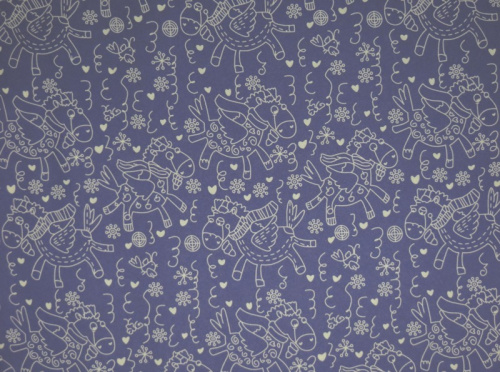  Ткань курточная детская  Дьюспо 240T WR PU цв.Horses сиреневый 175  ТриКатушки