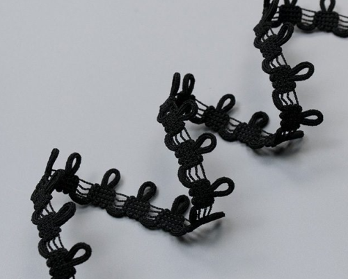  Тесьма с эластичными петлями арт.0567А 14мм (упак 50 ярдов) цв.черный  ТриКатушки