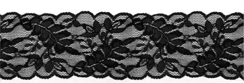  1026 черный кружево-стрейч 60мм (намотка 27,4 метров)  ТриКатушки
