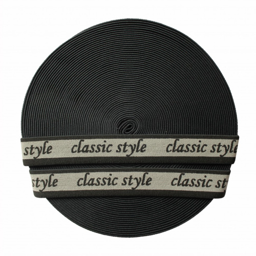 Резинка 70997 Ekoflex Тканная 30мм жаккард "Classic Style" (25 м) цв.сер/черн  ТриКатушки