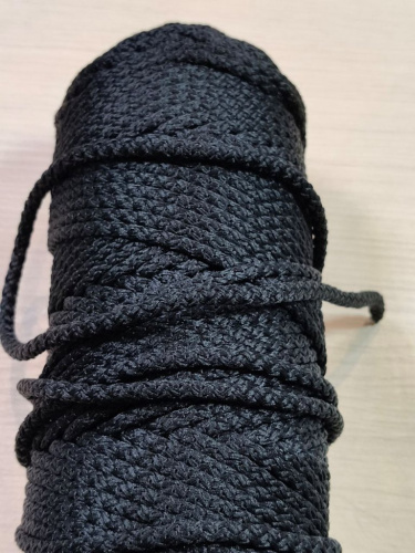  Шнур с сердечником 5мм полиэфирный 100м, цв.черный  ТриКатушки