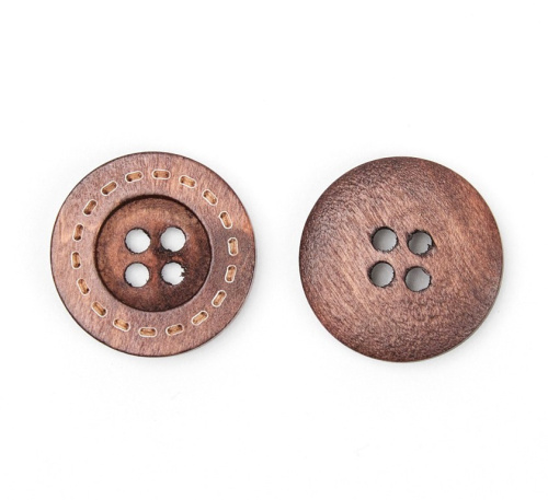  Пуговицы деревянные, арт. 0434/1, цв. Бренди, 36L-23мм (уп.50 шт.)  ТриКатушки