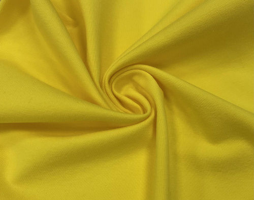  Ткань Кулирная гладь г/к с/л, 240гр.кв.м, 92% Хб + 8% лайкра, пенье, цв. Желтый  ТриКатушки