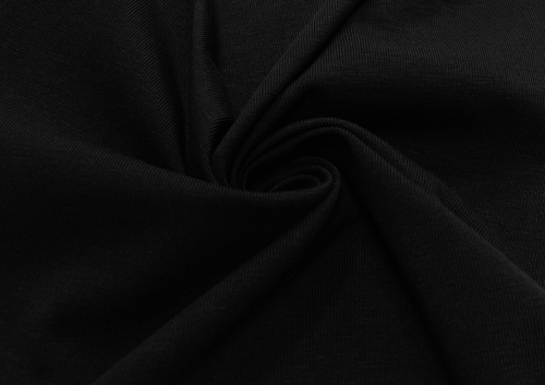  Ткань Кулирная гладь г/к 240гр.кв.м, 100% Хб, пенье, цв. Черный  ТриКатушки