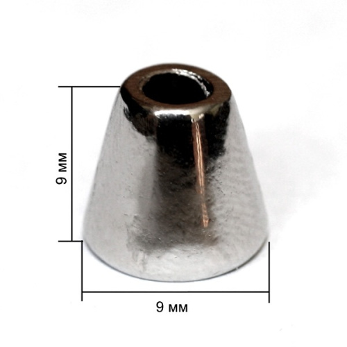  16645К никель концевик металл h=09мм (упаковка 500 штук)  ТриКатушки
