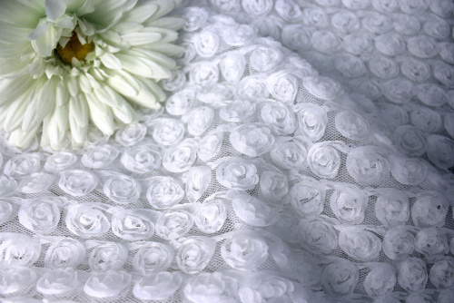  Сетка розы 5030 цв. 000 белый  (НА ОТРЕЗ от 1 метра )   ТриКатушки