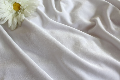  Ткань 3005 Бархат стрейч, ш.150см., №000 белый  ТриКатушки