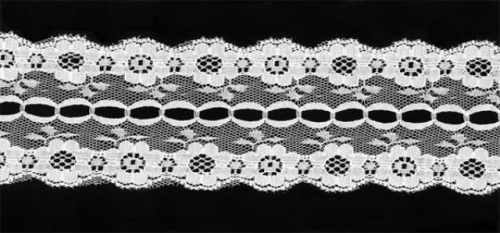  728 белый кружево-капрон 55мм (намотка 27,4 метров)  ТриКатушки