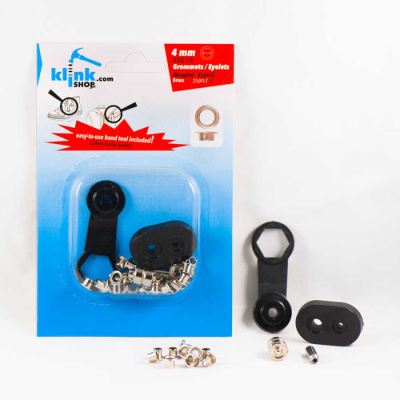  Люверсы в блистере НЕРЖ. №18 4мм цв. Никель (уп.25 компл.) + Ручной установщик  ТриКатушки