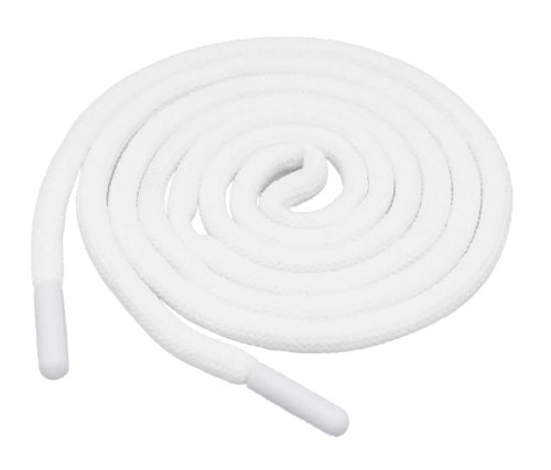  Шнурок круглый 6мм (пласт.наконеч.) 150см (уп.100шт) белый 101  ТриКатушки