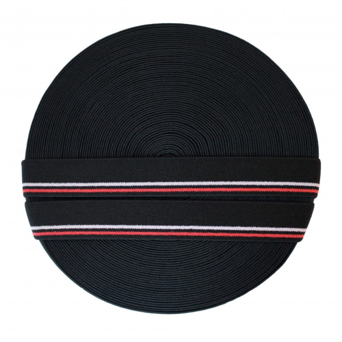  Резинка 26740 EkoflexТканая 30мм п/а полиамид (25м) цв. черная/цветная  ТриКатушки