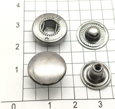  Кнопка 15мм Альфа сталь цв. Черный Никель  (уп 720шт) Tals(Турция)  ТриКатушки