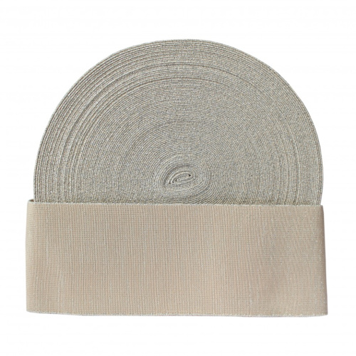  Резинка 58494 EkoflexТканая 80мм Soft (25м) цв.№155 бежевый/серебро  ТриКатушки