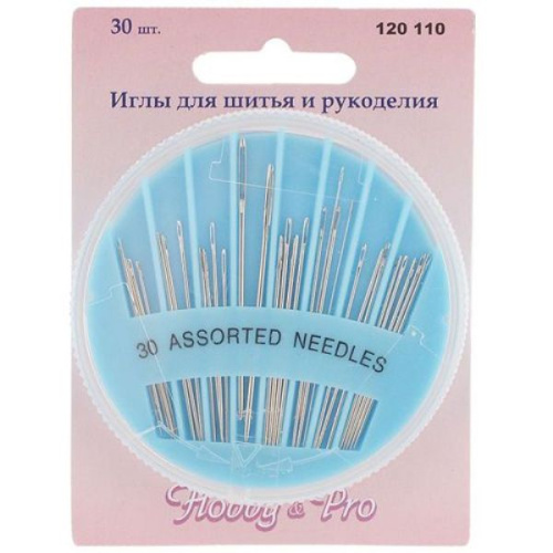  120110 Набор ручных игл на диске, ассорти, упак./30 шт., Hobby&Pro  ТриКатушки