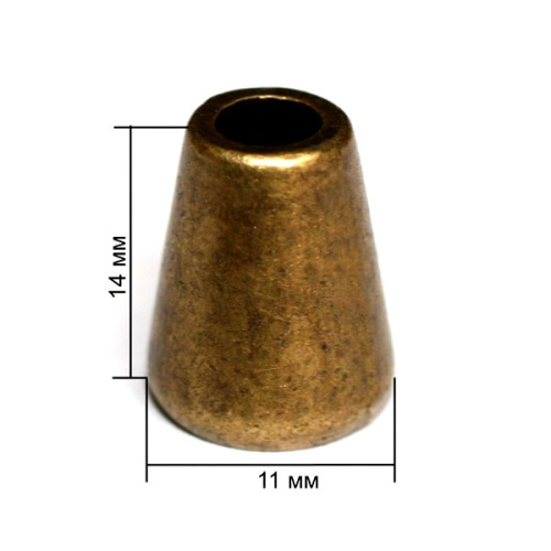  16643К антик концевик металл h=14мм (упаковка 500 штук)  ТриКатушки