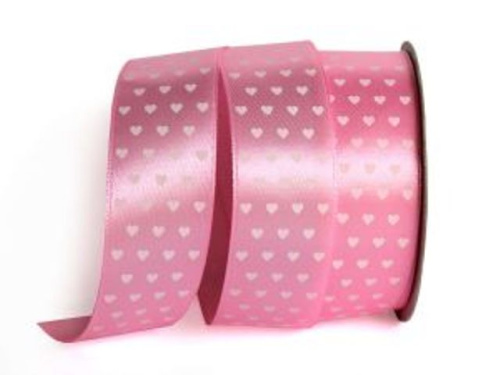  UT003-25-3077-white Лента атласная с рисунком 25мм (рулон 20 ярдов = 18 метров)  ТриКатушки