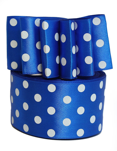  Лента атласная "горох" 50мм (намотка 36 ярдов = 32,9 метров) цв. 3161 (белый горох)  ТриКатушки