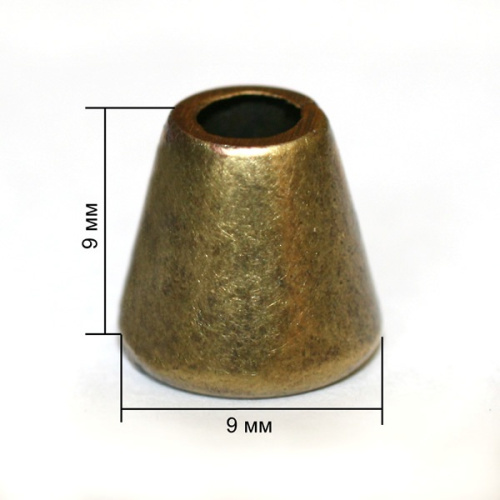  16645К антик концевик металл h=09мм (упаковка 500 штук)  ТриКатушки