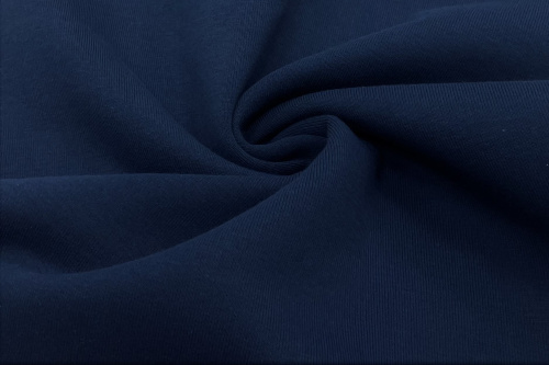  Ткань Футер 3-х нитка г/к с начесом 260гр.кв.м, 70% Хб+30% ПЭ, пенье, цв. Темно-синий  ТриКатушки