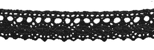  0003F черный кружево вязанное 18мм (намотка 20 ярдов = 18,3 метров)  ТриКатушки