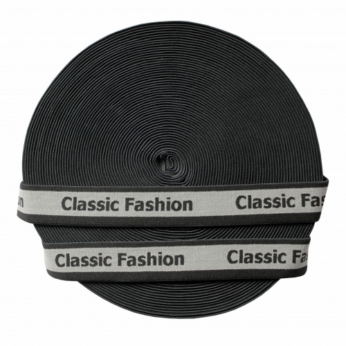  Резинка 13848 Ekoflex Тканная 30мм жаккард "Classic Fashioh" (25 м) цв.сер/черн  ТриКатушки