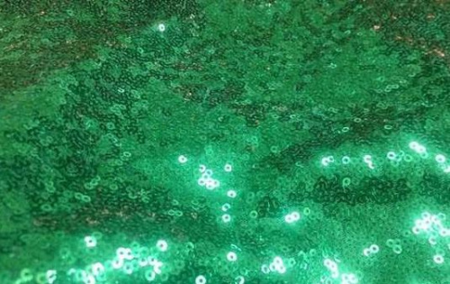  Ткань 5026 Сетка пайетки диск №601 зеленый  ТриКатушки