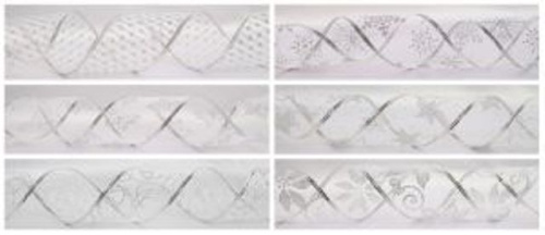  Лента подарочная "органза" 63мм (рулон 2,5 метра) белое/серебро (выбор рисунка не предусмотрен)  ТриКатушки