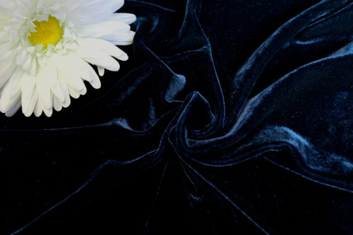  Ткань 3001 Бархат стрейч, ш.150см., №706 темно-синий  ТриКатушки