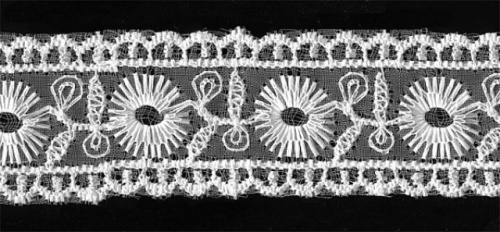  124026 белый кружево-органза 25мм (намотка 27,43 метров)  ТриКатушки