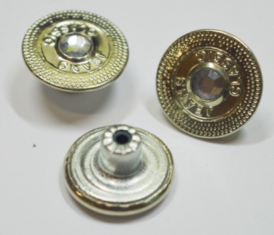  Розн. уп. Пуговицы джинсовые 17мм, 733-G со стразой цв.Никель (20 шт.)  ТриКатушки