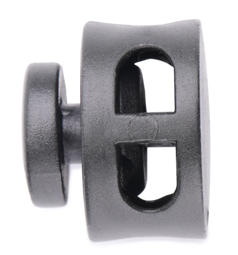  Фиксатор для шнура 2 отверстия 27001 СБ Бочка бол. цв.Черный (уп.50/500 шт.)  ТриКатушки