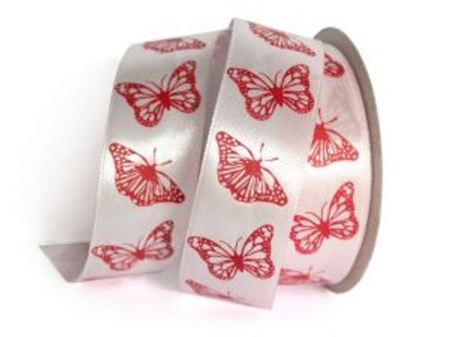  UT011-25-3052-095 Лента атласная с рисунком 25мм (рулон 20 ярдов = 18 метров)  ТриКатушки