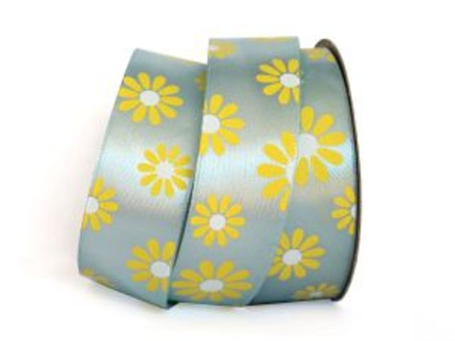  UT013-25-3105-white/014 Лента атласная с рисунком 25мм (рулон 20 ярдов = 18 метров)  ТриКатушки